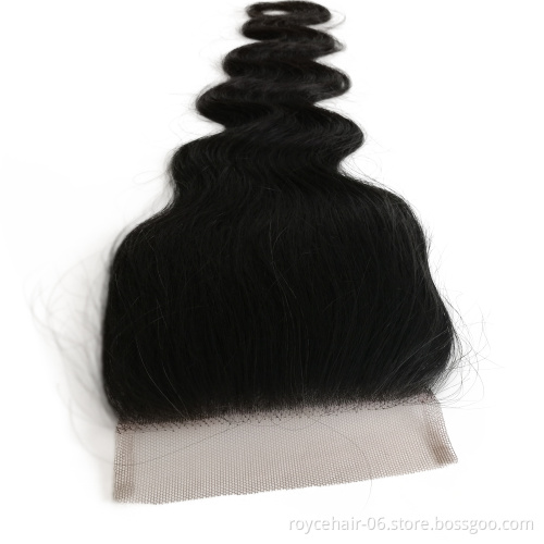 Pre Plucked Natural Hair Line 4 x 4 Virgin Human Hair Lace Closure Body Wave